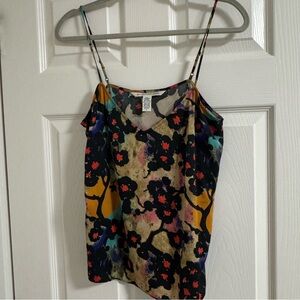 Diane Von Furstenberg Black and Gold Floral Camisole